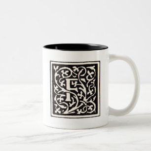 Tasse 2 Couleurs Lettre Art Nouveau F Monogramme Vintage