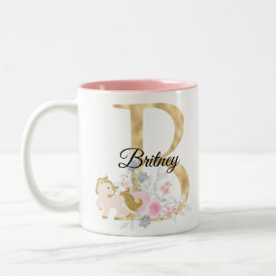 Tasse 2 Couleurs Lettre B personnalisée monogramme avec poney
