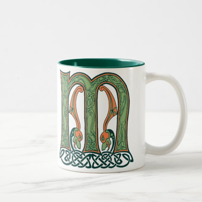 Tasse 2 Couleurs LETTRE Céleste M, Design irlandais (Droit)