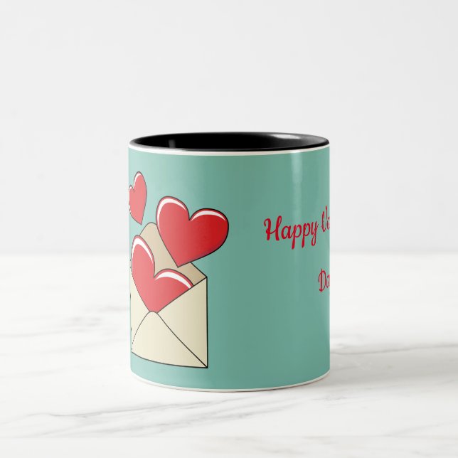 Tasse 2 Couleurs Lettre d'amour | Ajouter votre texte (Centre)