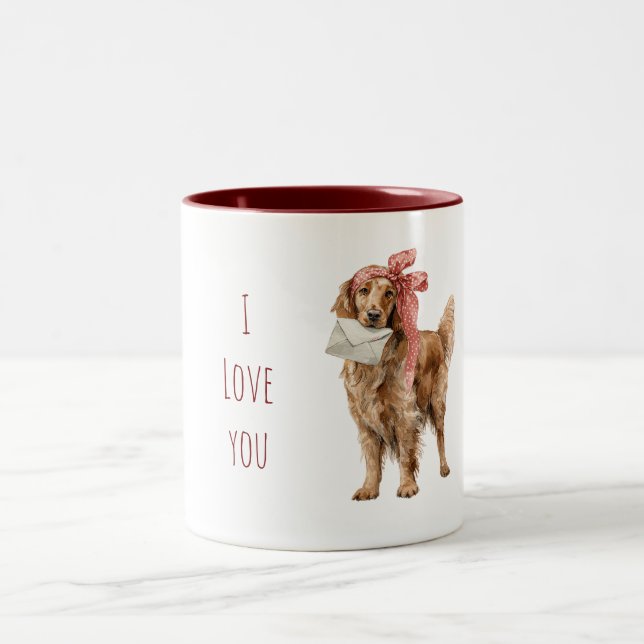 Tasse 2 Couleurs Lettre d'amour de chien doux (Centre)