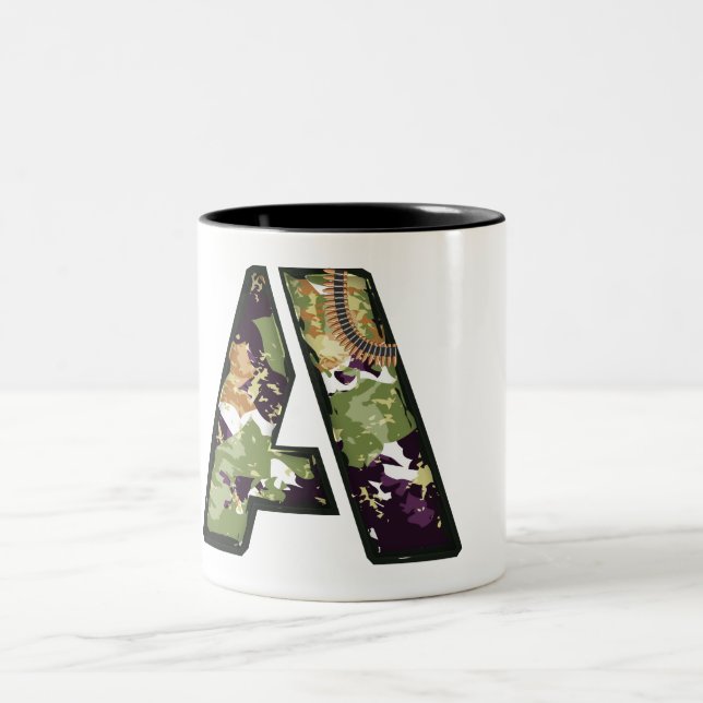 Tasse 2 Couleurs Lettre de style militaire de A (Centre)