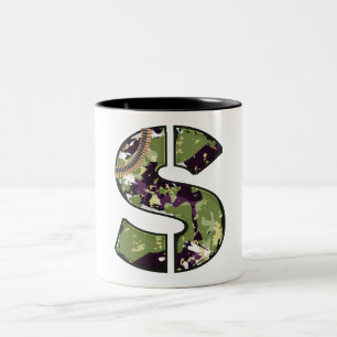 Tasse 2 Couleurs Lettre de style militaire de S