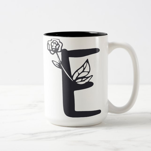 Tasse 2 Couleurs Lettre E (Droit)