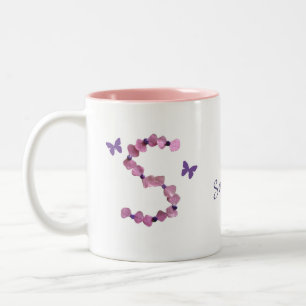 Tasse 2 Couleurs LETTRE Fleur Rose Féminine S MONO