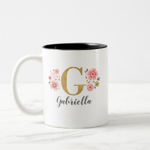 Tasse 2 Couleurs LETTRE Florale rose G