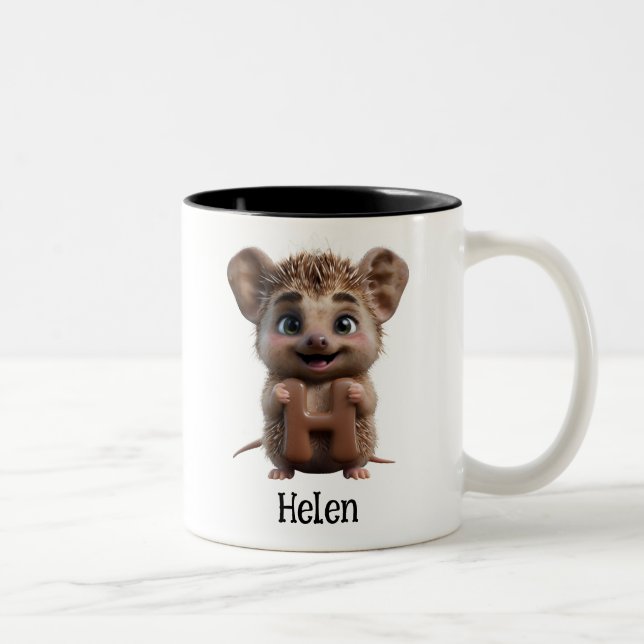 Tasse 2 Couleurs LETTRE HÉdgehog HORRIBLE H (Droit)