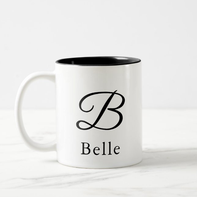 Tasse 2 Couleurs Lettre initiale B Simple Monogramme Style moderne (Gauche)