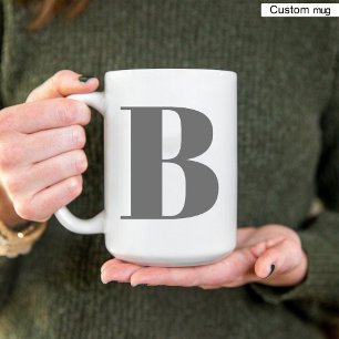 Tasse 2 Couleurs Lettre initiale de monogramme élégante noir et bla