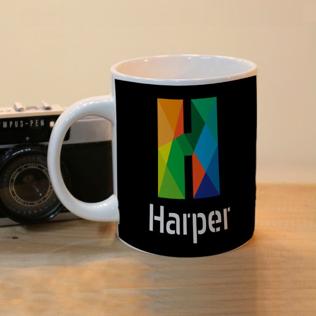 TASSE 2 COULEURS LETTRE INITIALE MOMOGRAPHIQUE NOIR (Créateur téléchargé)