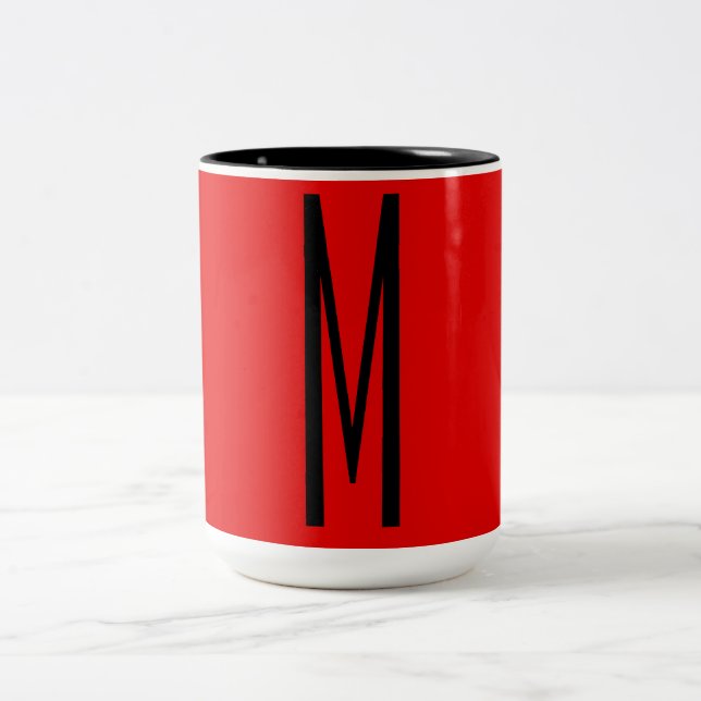 Tasse 2 Couleurs Lettre initiale Monogramme Style moderne Rouge Noi (Centre)