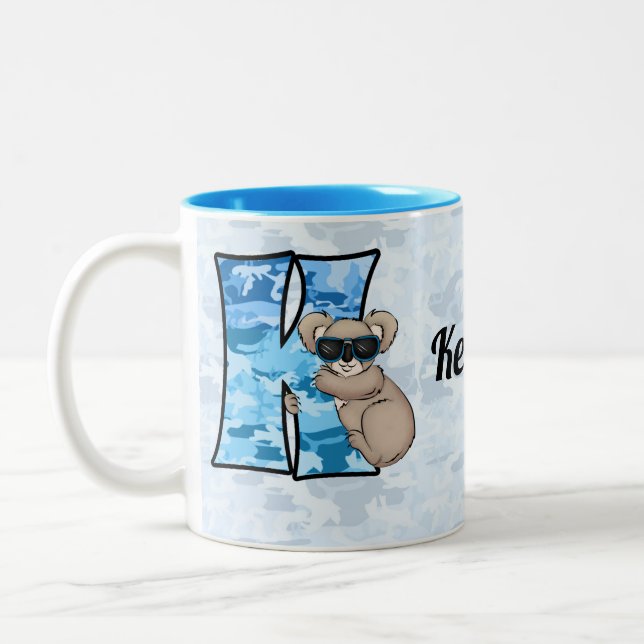 Tasse 2 Couleurs LETTRE KID's Bleue Koala Monogramme K (Gauche)