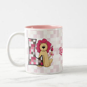 Tasse 2 Couleurs LETTRE L''' Lion rose