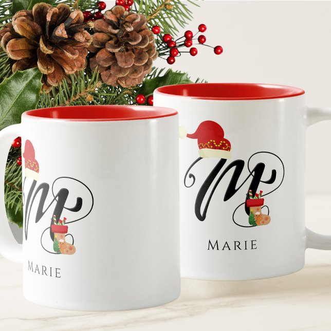 Tasse 2 Couleurs Lettre M initiale de monogramme de nom moderne Noë (Créateur téléchargé)