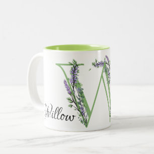 Tasse 2 Couleurs lettre monogrammée W Lavender eucalyptus