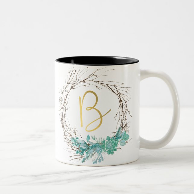 Tasse 2 Couleurs Lettre monographie B en couronne (Droit)