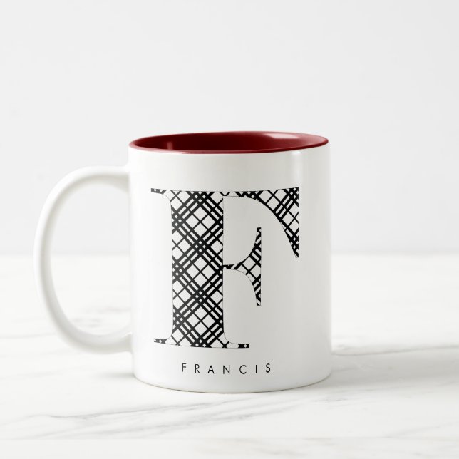 TASSE 2 COULEURS LETTRE PLAN NOIR ET BLANC F (Gauche)