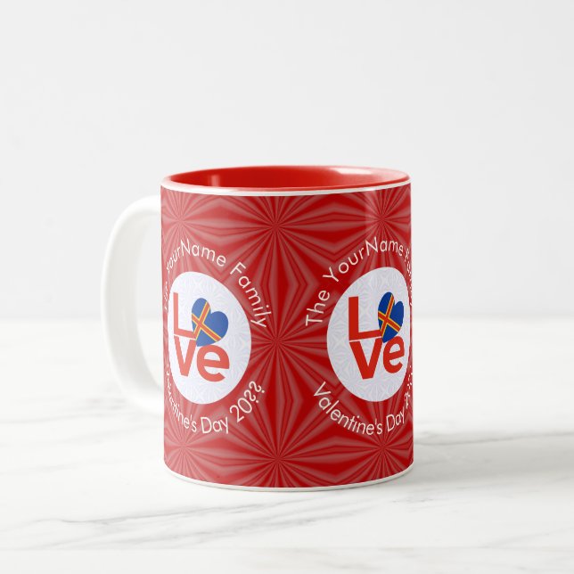 Tasse 2 Couleurs LETTRE ROUGE Åland ILES LOVE Drapeau personnalisé (Devant gauche)
