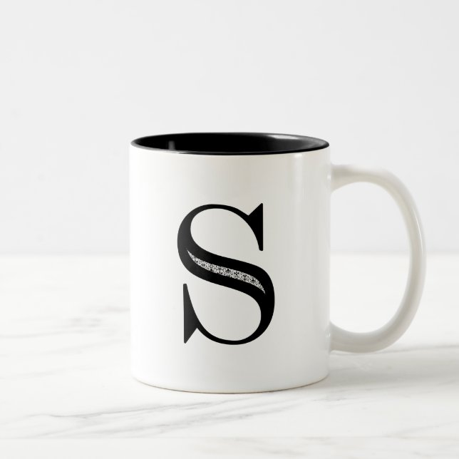 Tasse 2 Couleurs Lettre S - noir de damassé (Droit)