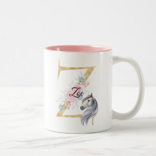 Tasse 2 Couleurs Lettre Z monogramme personnalisé avec cheval