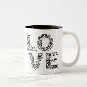 Tasse 2 Couleurs Lettres d'amour-Noir