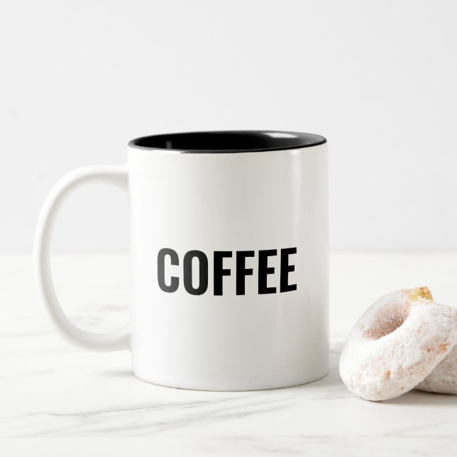 Tasse 2 Couleurs Lettres noires "café" en blanc (Avec donut)