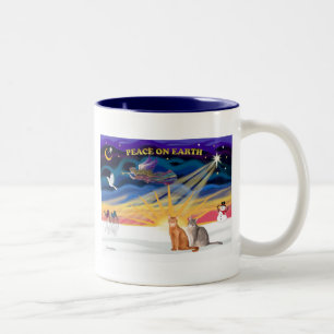 Tasse 2 Couleurs Lever de soleil de Noël - Deux chats abyssins
