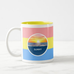 Tasse 2 Couleurs Lever de soleil océanique sur couleurs pastel