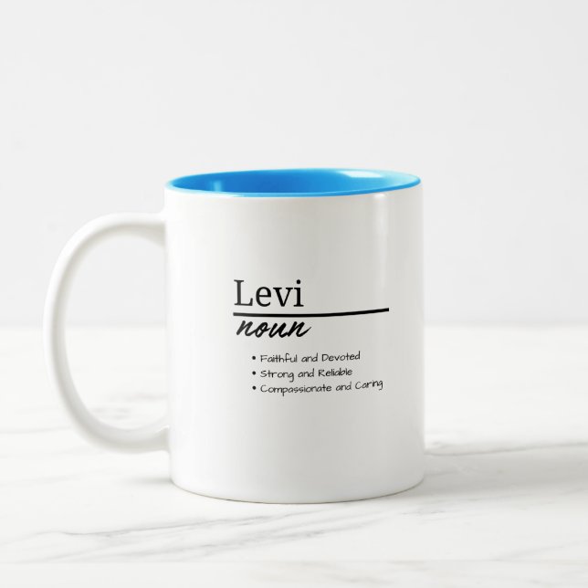 Tasse 2 Couleurs Levi, Garçon Nom Personnalisé Définition (Gauche)