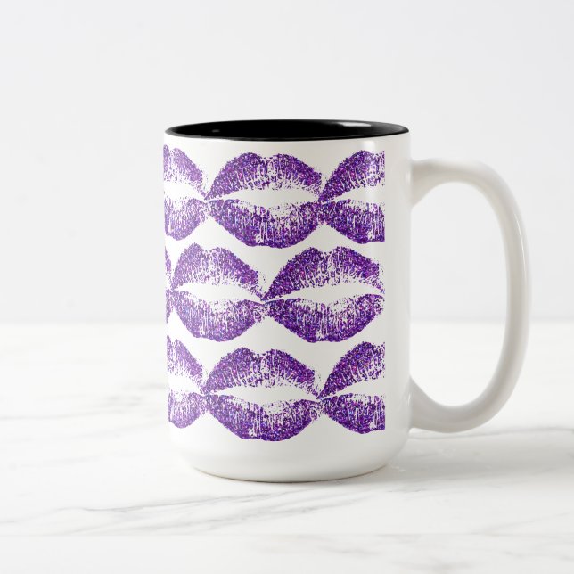 Tasse 2 Couleurs Lèvres à Parties scintillant violette #3 (Droit)