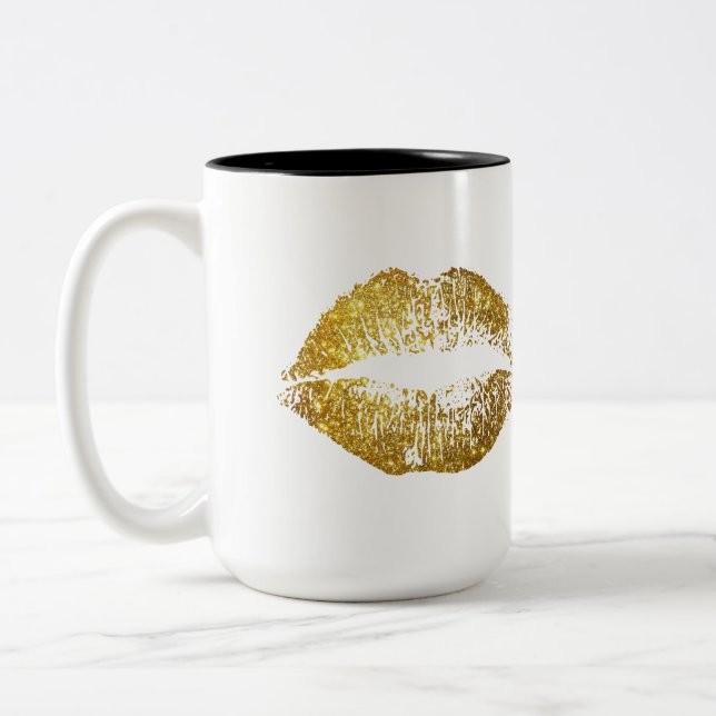Tasse 2 Couleurs Lèvres de parties scintillantes d'or (Gauche)