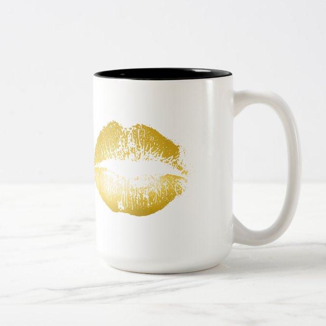 Tasse 2 Couleurs Lèvres en or (Droit)