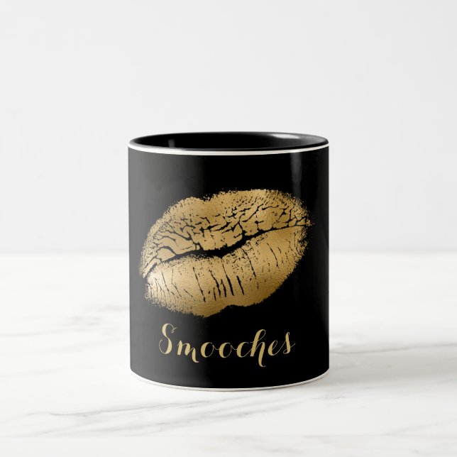Tasse 2 Couleurs Lèvres Smooches Black et Gold (Centre)
