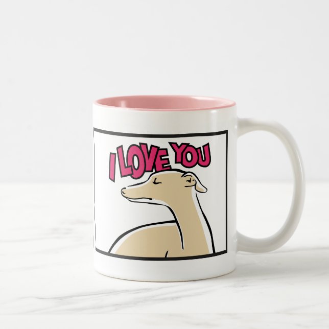 Tasse 2 Couleurs Lévrier stylisé "I love You" (Droit)