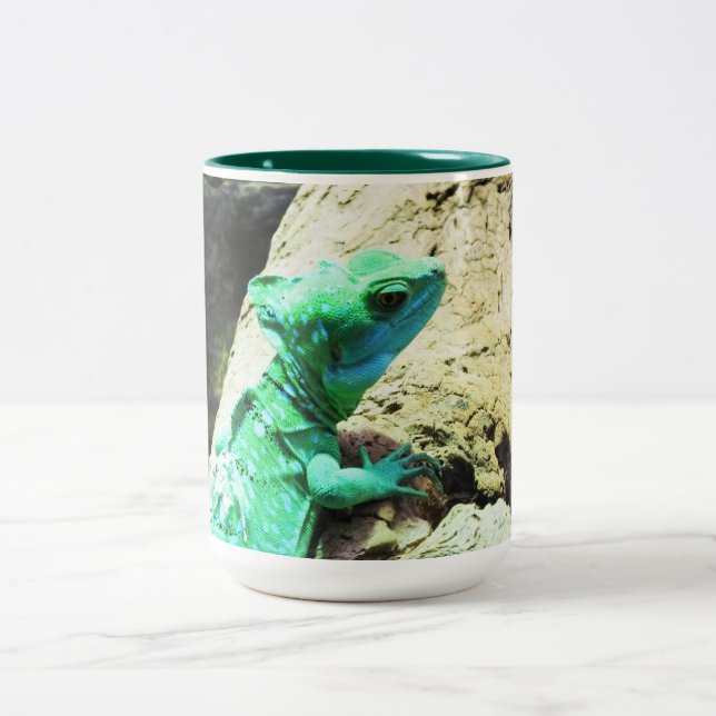 Tasse 2 Couleurs Lézard vert de basilic (Centre)
