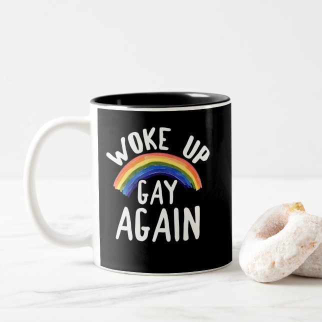 Tasse 2 Couleurs LGBTQ Cadeaux Arc-En-Ciel Réveillés Gay (Avec donut)