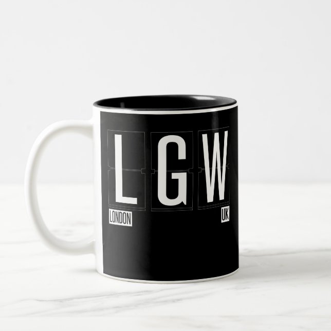 Tasse 2 Couleurs LGW - Code BRITANNIQUE d'aéroport de Londres (Gauche)