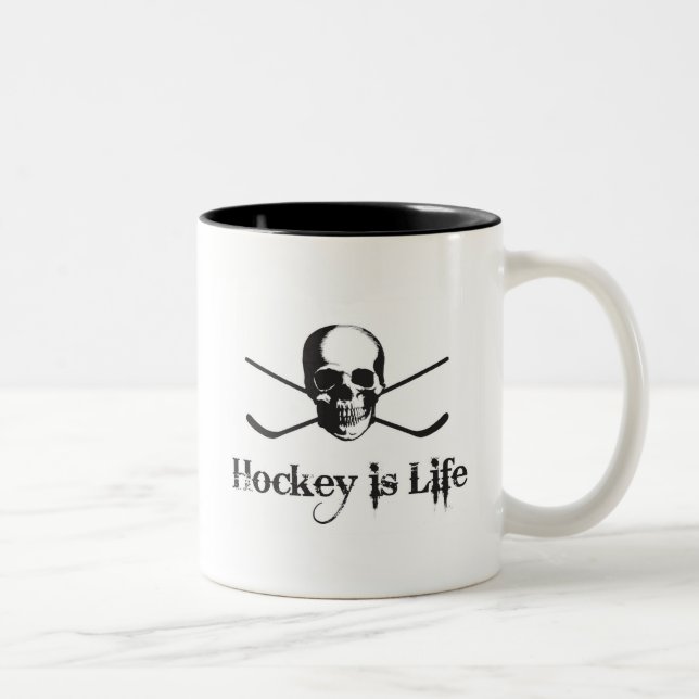 Tasse 2 Couleurs L'hockey est la vie (Droit)