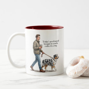 Tasse 2 Couleurs L'humeur du jour est café et un Aussie merle bleu