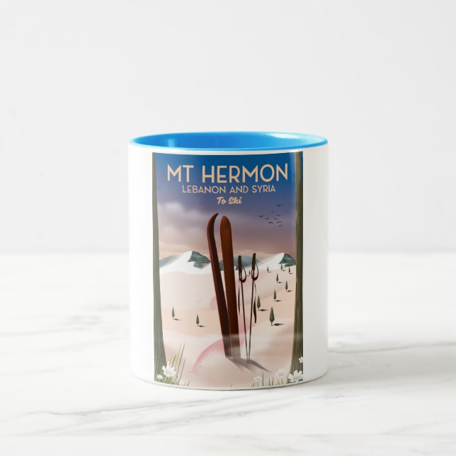 Tasse 2 Couleurs Liban et Syrie Mt Hermon Ski (Centre)