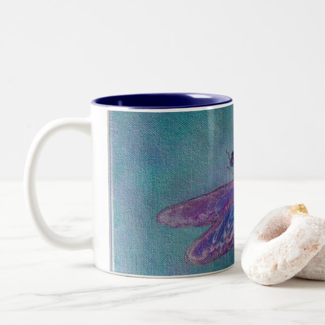 Tasse 2 Couleurs Libellule d'écumoire de ciel (Avec donut)