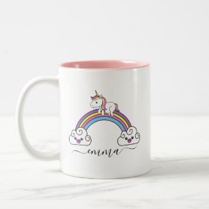 Tasse 2 Couleurs Licorne Arc-en-Ciel Mignonne Nom Personnalisé