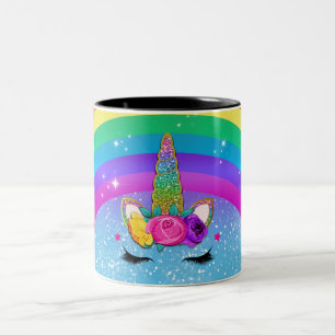 Tasse 2 Couleurs Licorne Arc-en-ciel Pailletée de Brillant de Visag