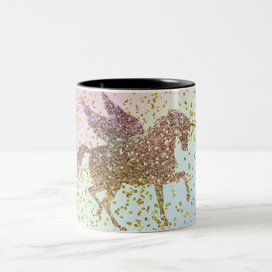 Tasse 2 Couleurs Licorne Pailletée Or Pastel Arc-en-Ciel Fille Bran