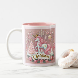 Tasse 2 Couleurs Licorne Rose du Noël Merveilleux