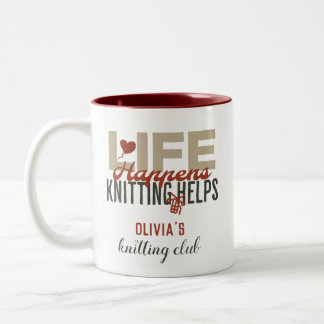 Tasse 2 Couleurs Life Happens Tricot aide les amateurs de Tricot