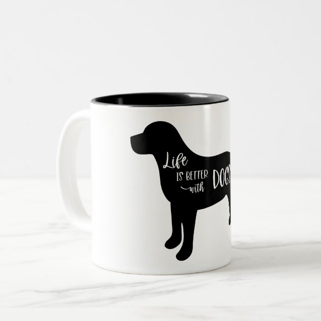 Tasse 2 Couleurs Life Is Better With Dogs Black and White (Devant gauche)
