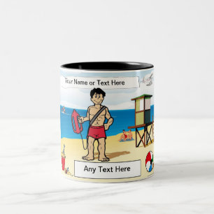 Tasse 2 Couleurs Lifeguard - Caricature masculine par PrintedPerfec