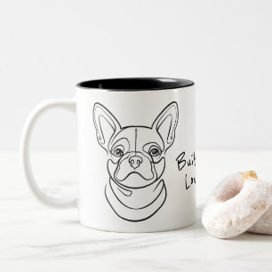 Tasse 2 Couleurs Ligne artistique de Bouledogue Français. Construit