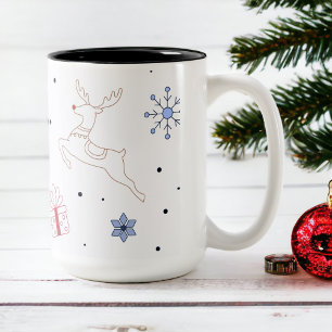 Tasse 2 Couleurs Ligne d'art moderne de Noël pour les fêtes